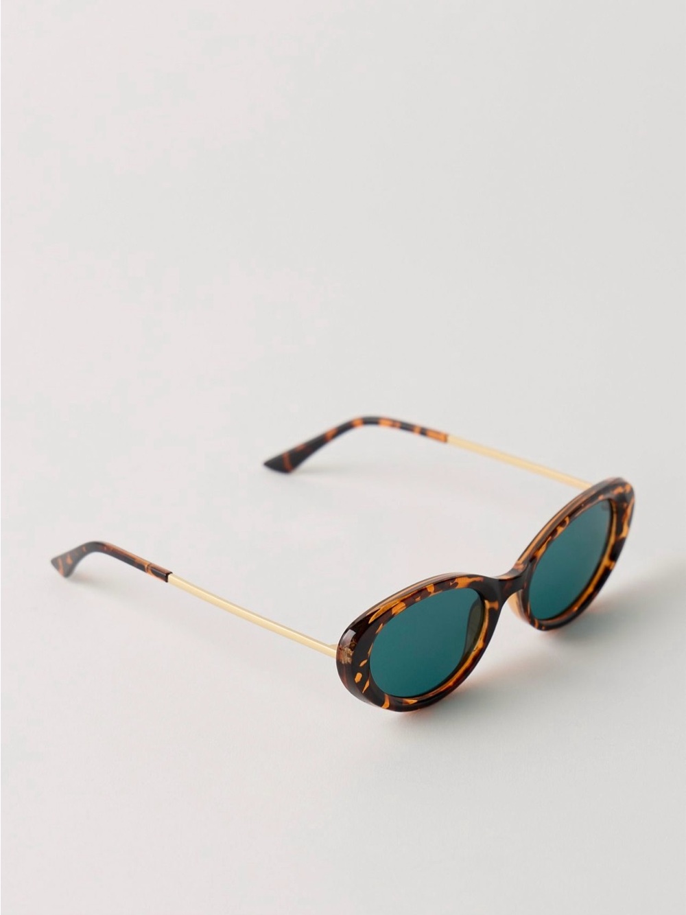 Free People Tortoiseshell Oval Sunglasses with Green Lenses and Gold Arms